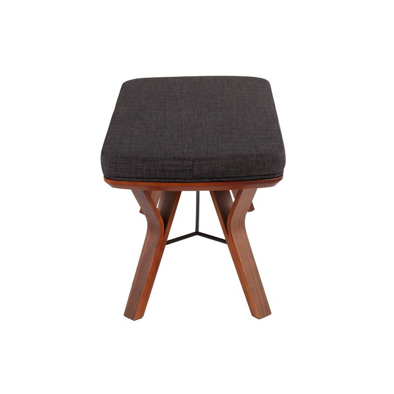 42" Folia Wood Bench Walnut/Charcoal - LumiSource: Entryway, Bedroom Seating, Polyester Upholstery