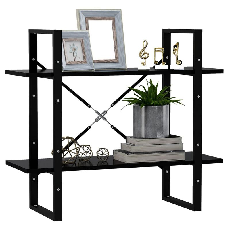 vidaXL 2-Tier Book Cabinet Black 31.5"x11.8"x27.6" Engineered Wood