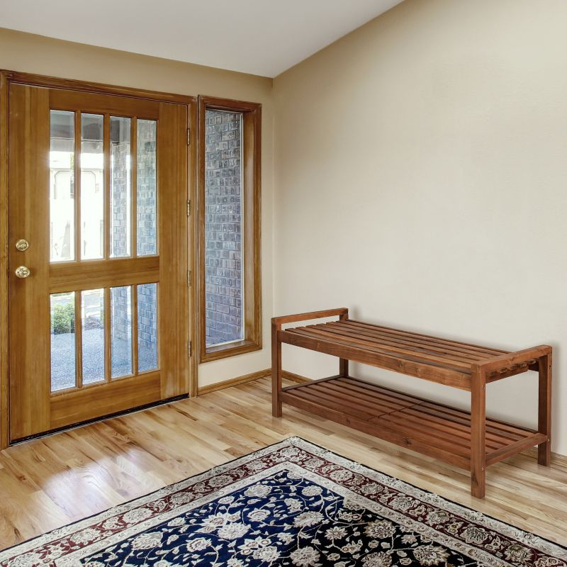Blane 3-Seat Mid-Century Modern Acacia Wood Slat Outdoor Garden Patio Bench, Teak - JONATHAN Y