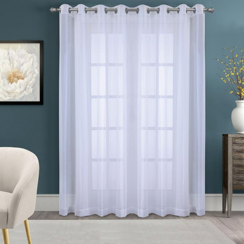 Habitat Cote d'Azure Sheer Grommet Exclusive Curtain Panel for Living Room 112" x 84" White