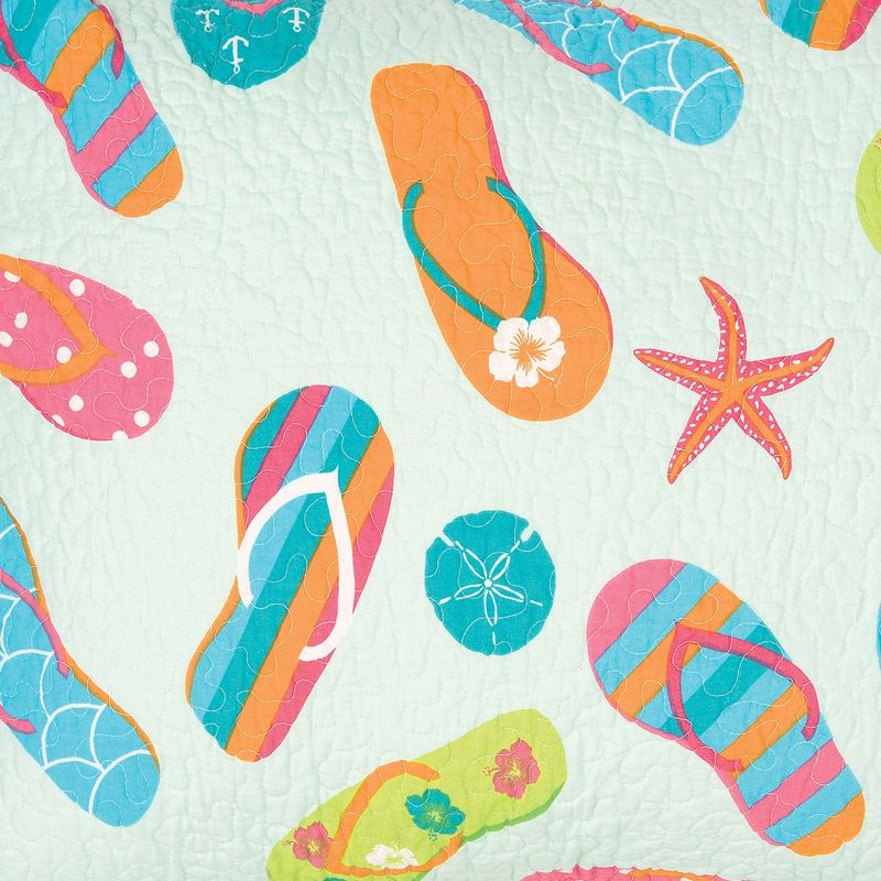 C&F Home Flip Flop Life Cotton Coastal Beach Theme King 3 Piece Beach Quilt Set