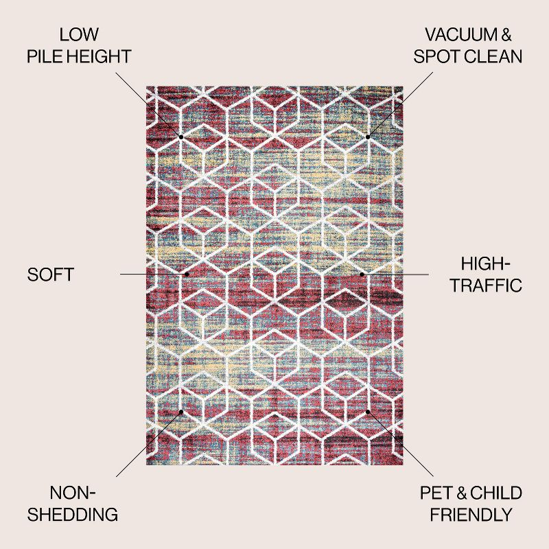 4'x6' Tumbling Blocks Modern Geometric Area Rug, Multi/White - JONATHAN Y