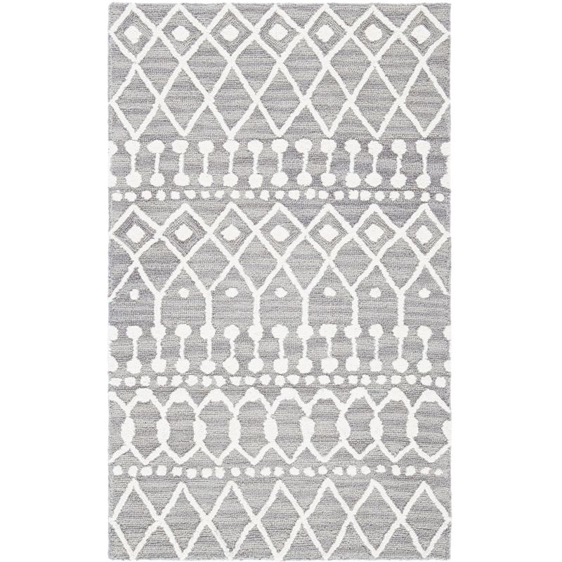 Blossom BLM115 Hand Tufted Area Rug - Grey/Ivory - 3'x5' - Safavieh.