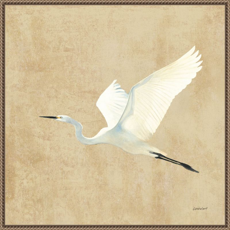 Amanti Art Egret Alighting II by Kathrine Lovell Canvas Wall Art Print Framed 22 x 22-in.