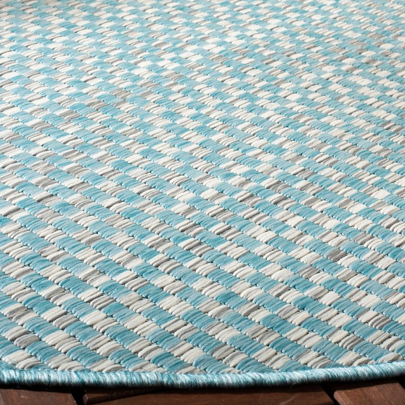 Courtyard CY8653 Power Loomed Indoor and Outdoor Area Rug - Light Blue/Light Grey - 5'3" Round - Safavieh