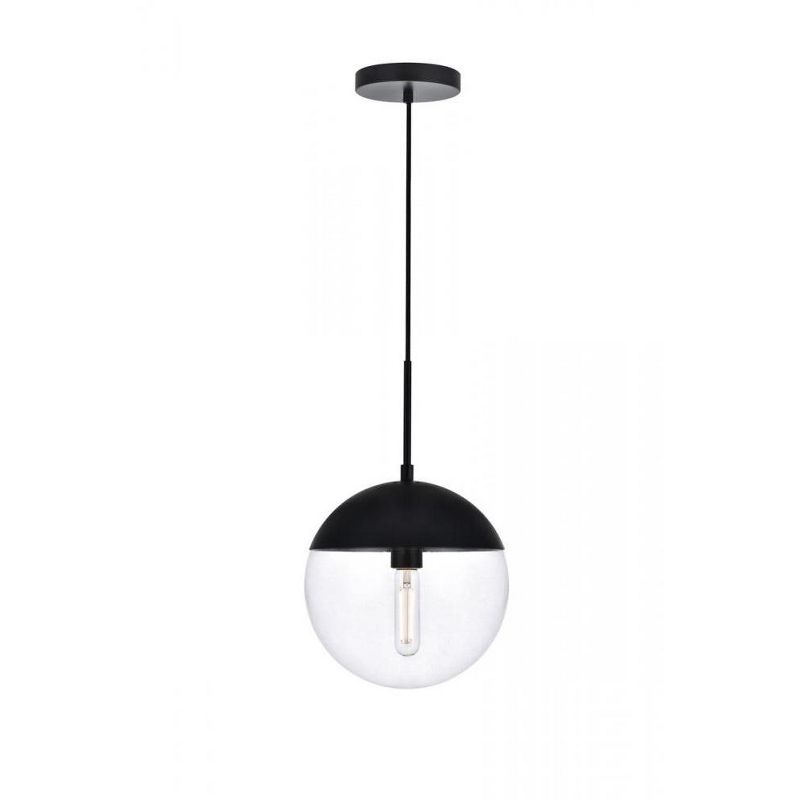 Elegant Lighting Eclipse 1 Light Black Pendant With Clear Glass
