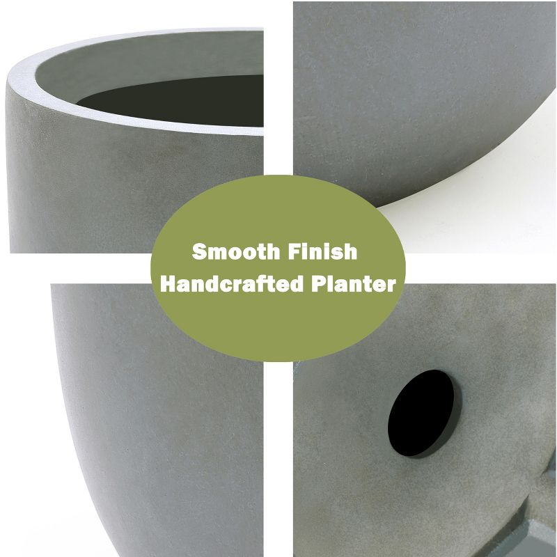 LuxenHome Round Tapered 12.2" H Flower Pot Planter Gray