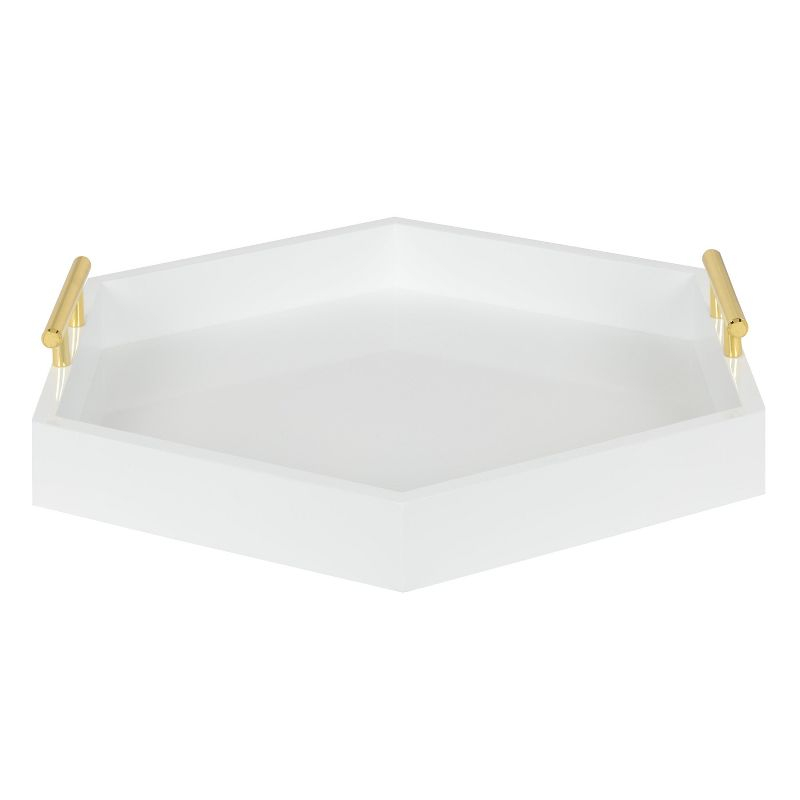 Kate and Laurel Lipton Tray, 18x18, White and Gold