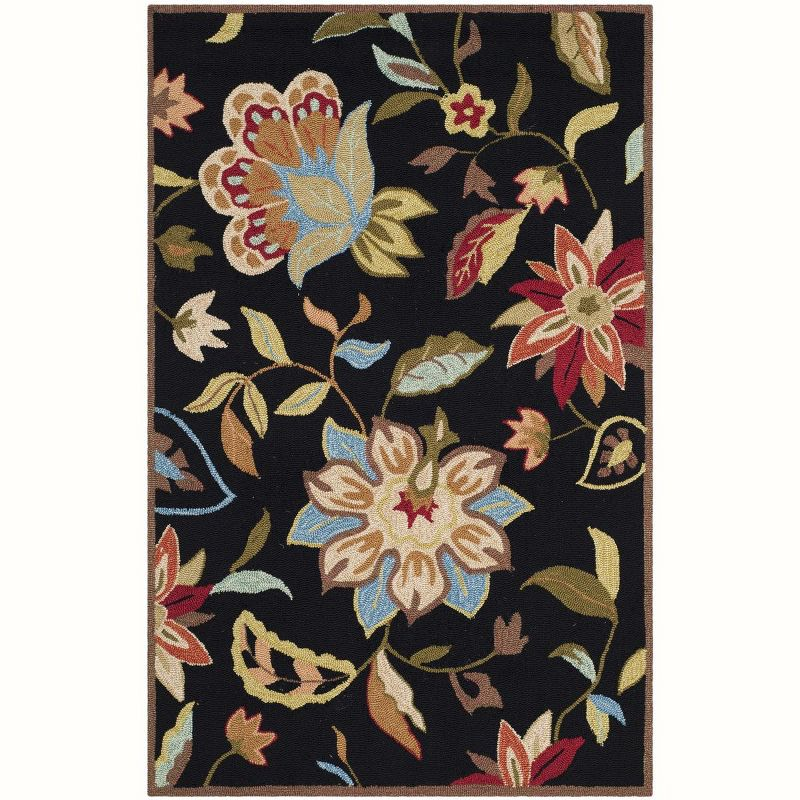 Four Seasons FRS435 Hand Hooked Accent Rug - Black/Purple - 3'6"x5'6" - Safavieh.
