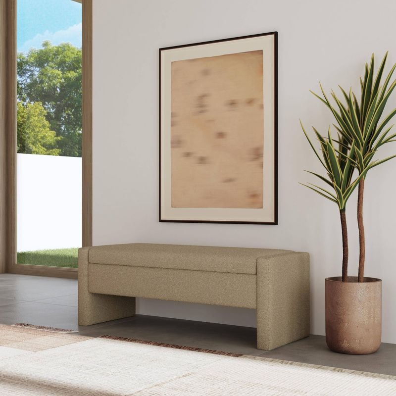 HomePop Copenhagen Modern Storage Bench Brown Boucle
