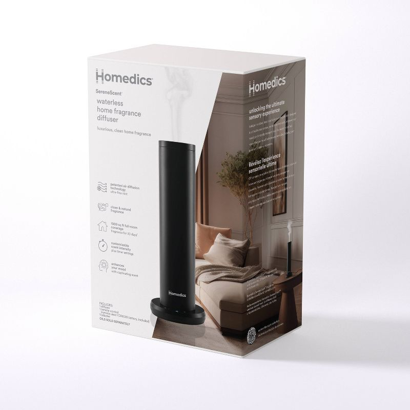 HoMedics SereneScent Diffuser: Electric Aromatherapy, Whole Home Scenting, Battery Powered, 1 Year Warranty