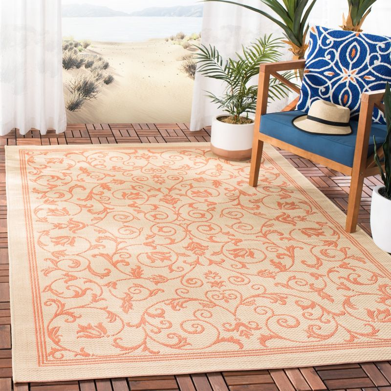 Courtyard CY2098 Power Loomed Indoor and Outdoor Accent Rug - Natural/Terra - 2'7"x5' - Safavieh