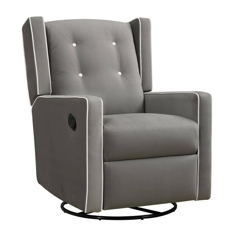 Baby Relax Shirley Swivel Glider Recliner Chair - Gray Microfiber