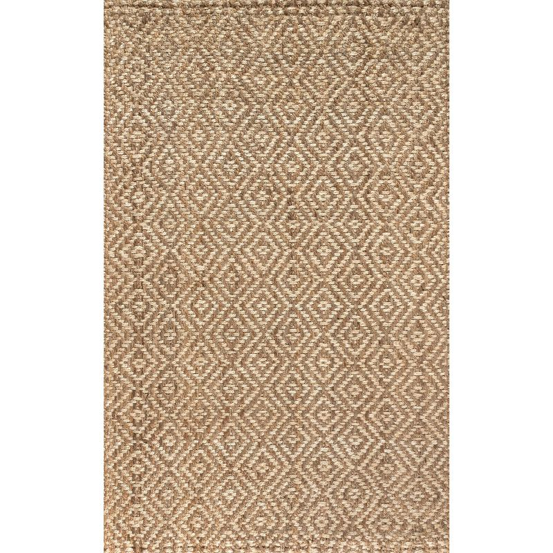 3'x5' Hira Hand Woven Diamond Chunky Jute Area Rug, Natural  - JONATHAN Y