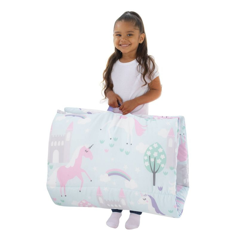 Everything Kids' Unicorn Deluxe Easy Fold Nap Mat: NoJo, Light Blue, Toddler & Preschool Sleep Mat, Machine Washable
