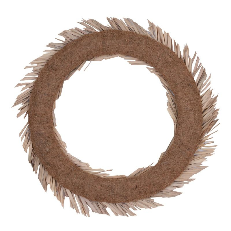 Vickerman Natural Botanicals 24" Bleached Canna Leaf Wreath. This wreath measures 24 inches in diameter. It features bleached canna leaves on a coco