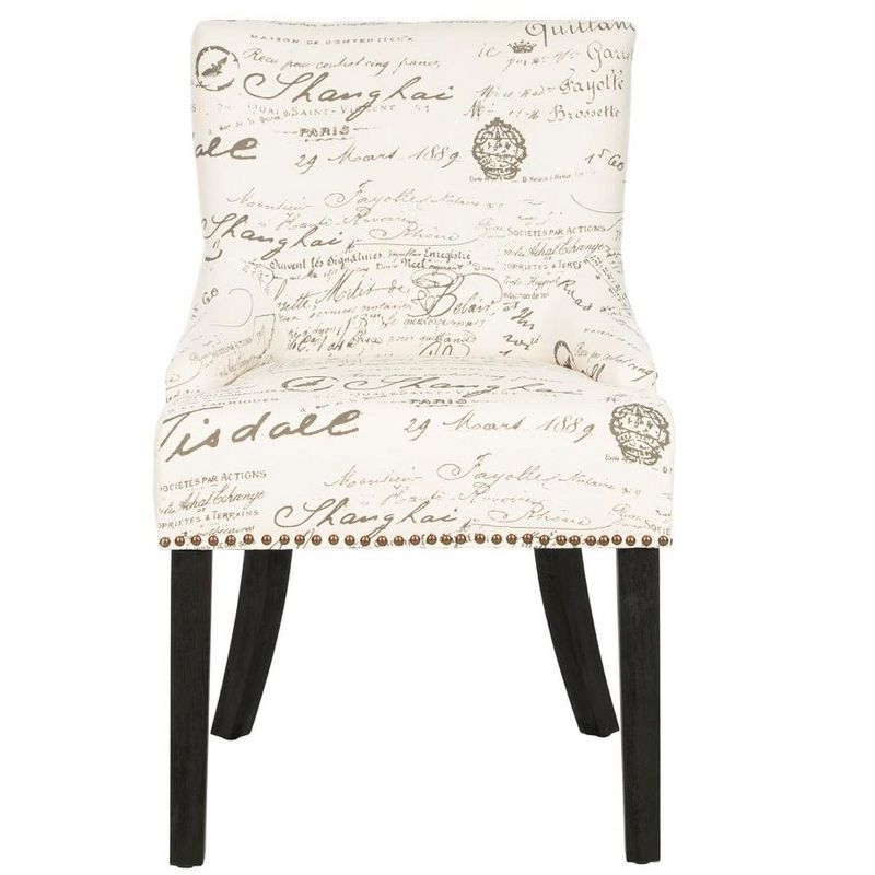 Lotus 19''H Side Chair (Set Of 2) with Brass Nail Heads - White/Grey - Safavieh