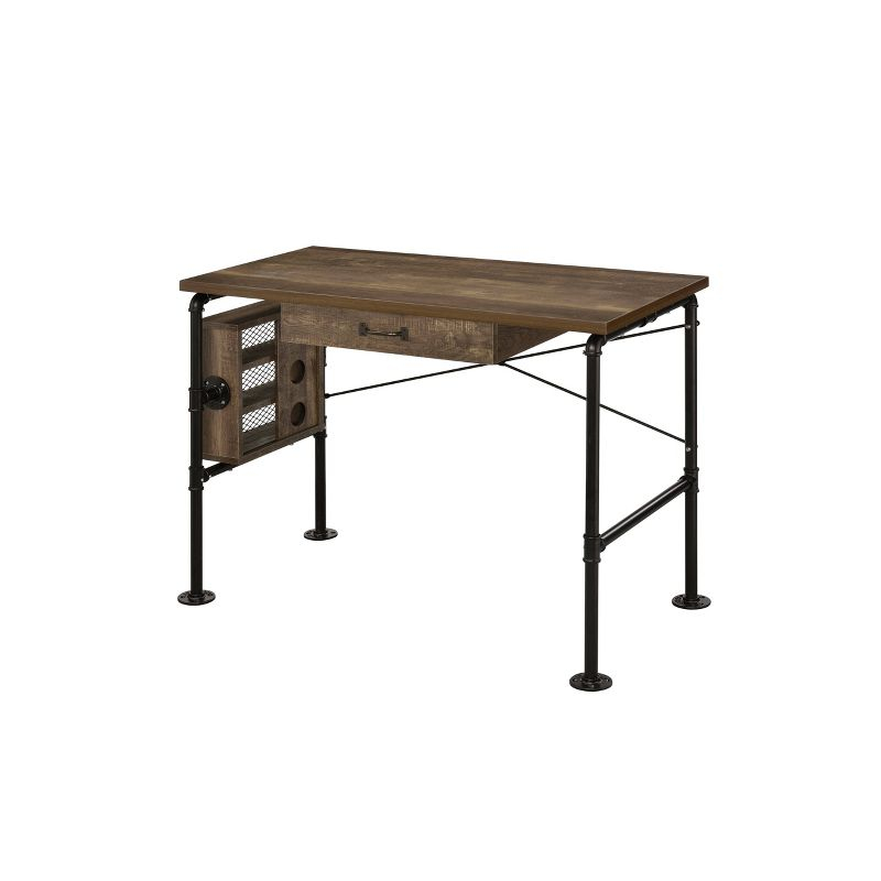 Endang Writing Desk Weathered Oak/Black - Acme Furniture: Metal Frame, Space-Saving 39" Surface