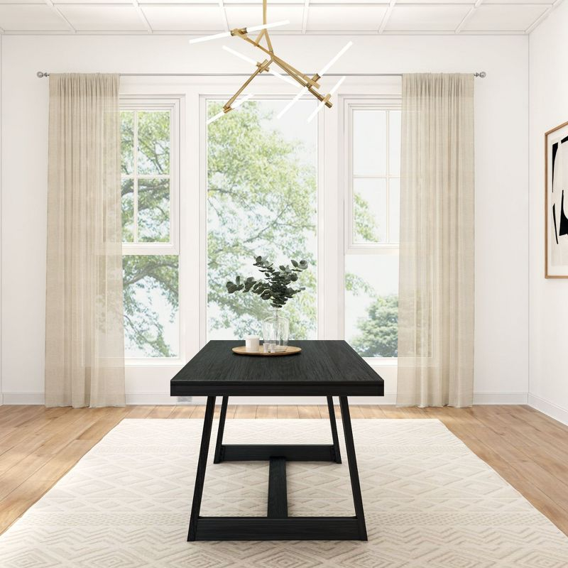 Plank+Beam Farmhouse 72" Dining Table, Solid Wood Rectangular Kitchen Table for 6 People