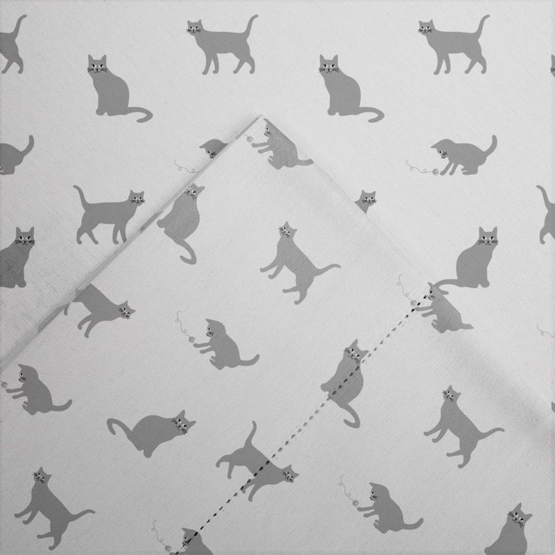 Pointehaven 180 GSM Velvet Feel Luxury Cotton Printed Flannel Sheet Set, Twin, Cats
