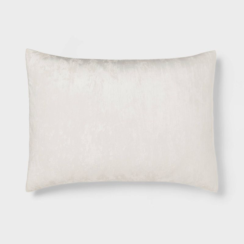 3pc Full/Queen Luxe Distressed Crinkle Velvet Comforter and Sham Set Ivory - Threshold™: OEKO-TEX Certified