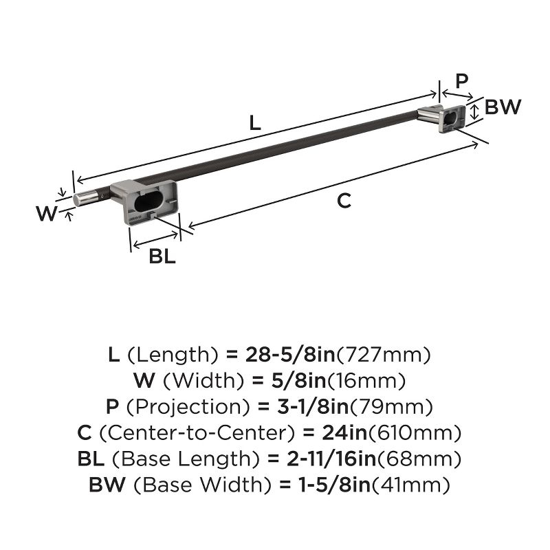 Amerock Esquire Brushed Nickel/Oil-Rubbed Bronze 24 inch (610mm) Towel Bar