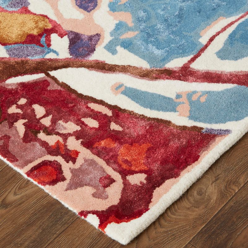 Dafney Transitional Floral & Botanical Red/Blue/Purple Area Rug