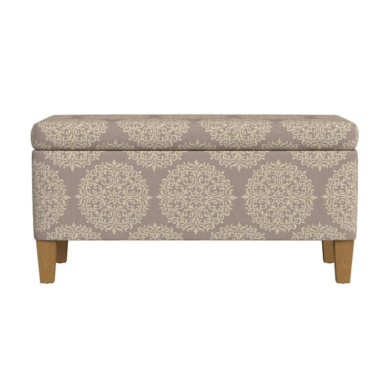 Large Textured Storage Bench Medallion Brown - HomePop: Hinged Lid, Seating & Coffee Table