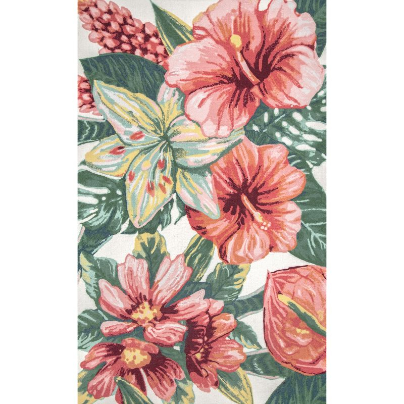 Nuloom Contemporary Floral Sabrina Indoor/Outdoor Patio Area Rug, 4' x 6', Multi
