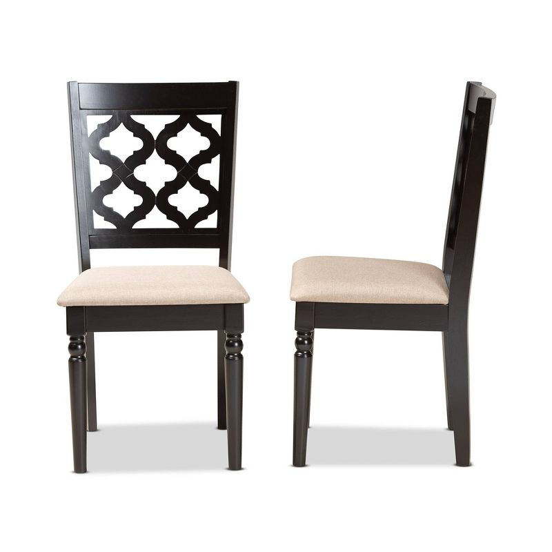 2pc RamiroFabric and Wood Dining Chairs Set Brown - Baxton Studio: Elegant Symmetrical Design, Comfort Upholstery
