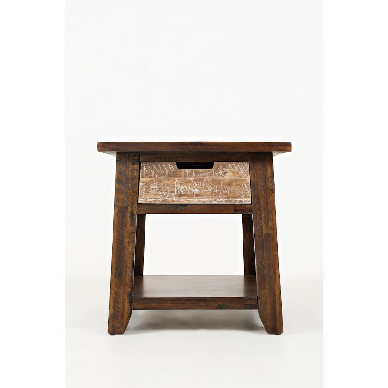 Jofran,Painted Canyon Rustic Solid Acacia End Table