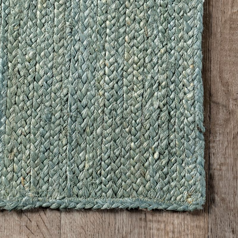 Nuloom 6x9 Rigo Jute Hand Woven Area Rug, Green, Solid Farmhouse Design, Natural Fiber Bedroom, Living Room, Kitchen