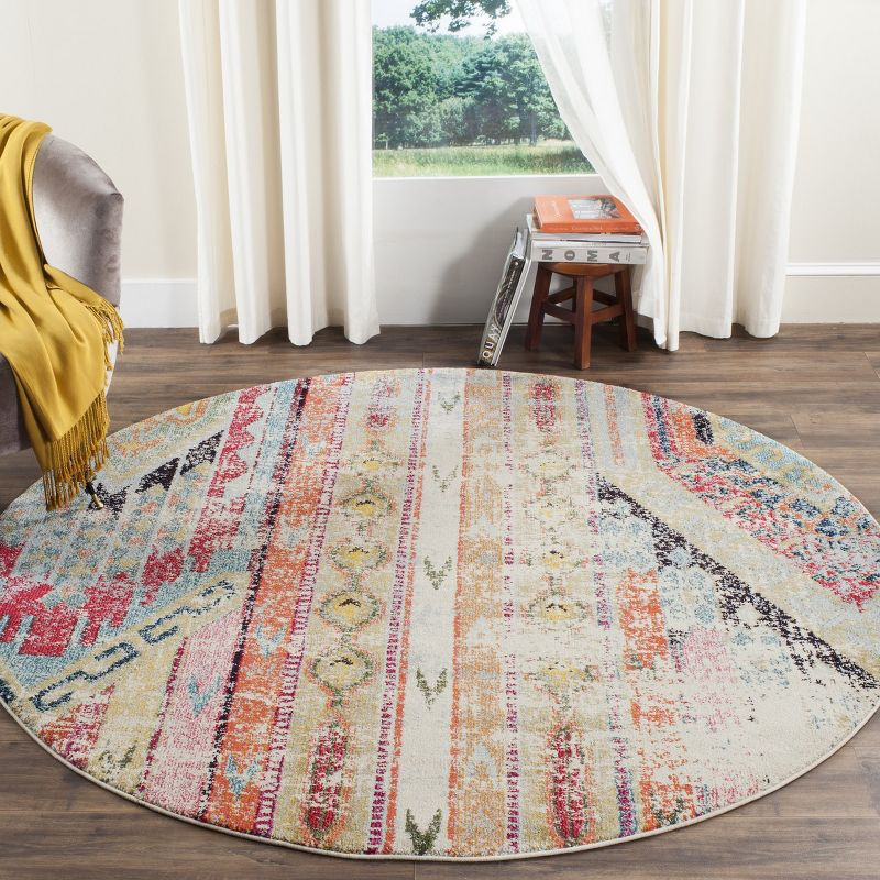 Monaco MNC222 Power Loomed Indoor Area Rug - Multi - 9' Round - Safavieh