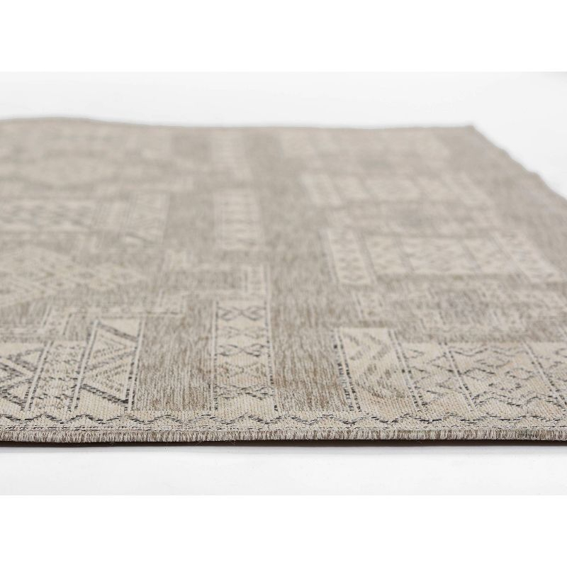 Momeni 5'3"x7' Hampton Jaxon Machine Loomed Indoor/Outdoor Area Rug Gray: Geometric Rectangle, Low Pile Polypropylene
