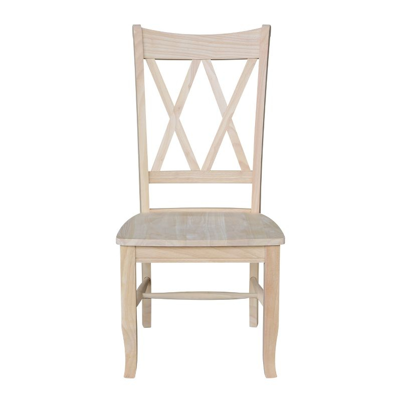 Set Of 2 Double X Back Chair Unfinished - International Concepts: Solid Wood, Armless, Unupholstered