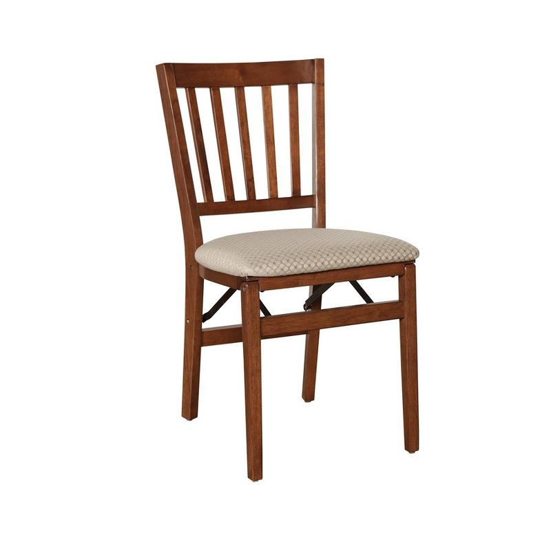 Set of 2 School House Folding Chair Cherry - Stakmore: Upholstered Seat, Wood Frame, No Assembly Required