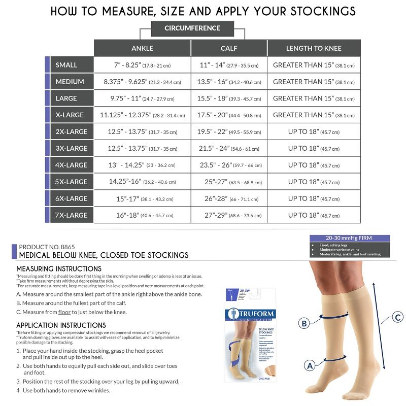 Truform 20-30 mmHg Compression Stockings for Men and Women, Knee High Length, Closed Toe Beige Medium