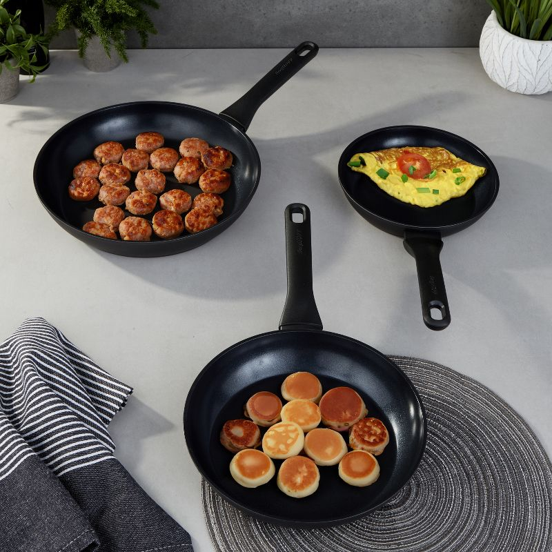 BergHOFF Helix Nonstick Ceramic Frying Pan 9.5", Recycled Aluminum, Black