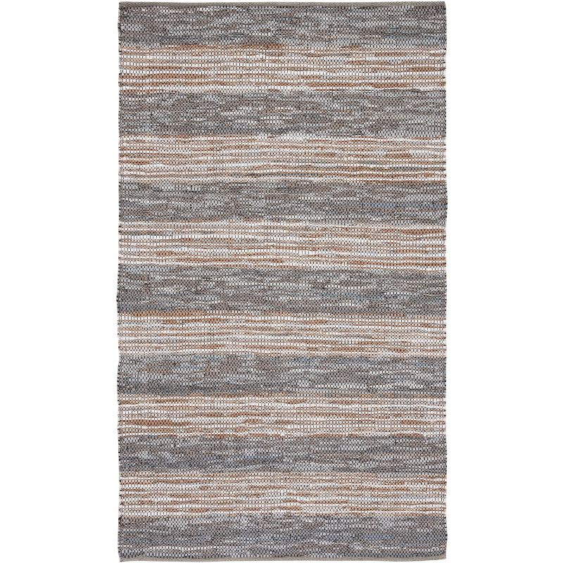 Vintage Leather VTL204 Hand Woven Area Rug - Grey/Natural - 5'x8' - Safavieh.