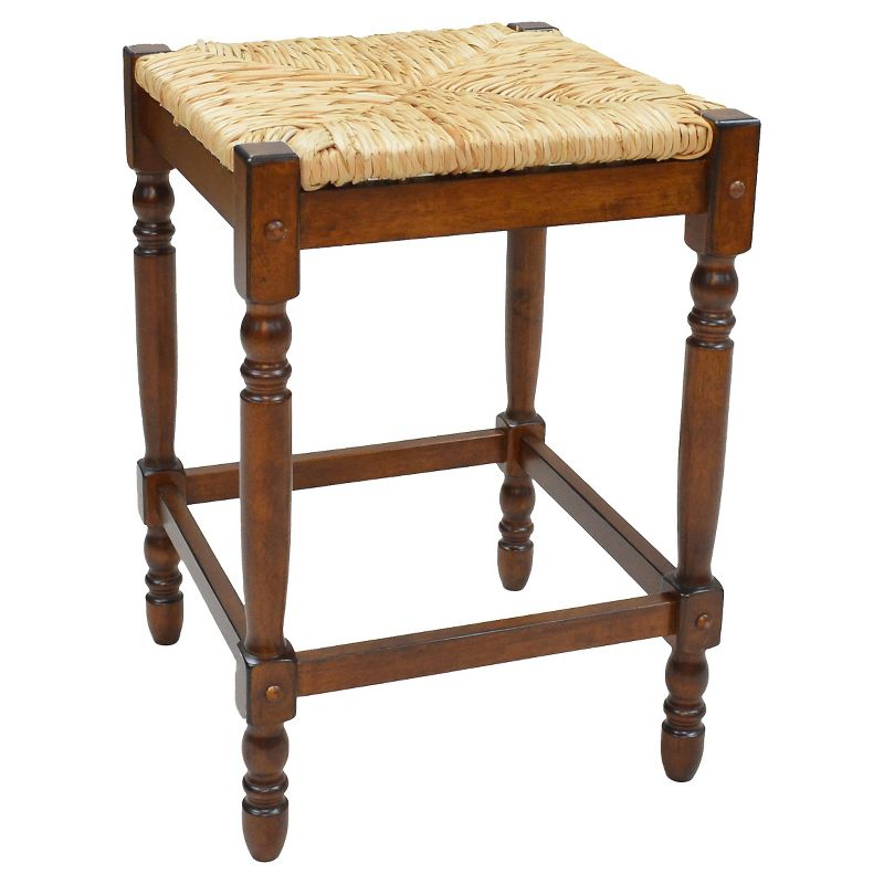Carolina Living 24" Turner Counter Height Barstool Chestnut: Rubberwood Frame, Square Seat