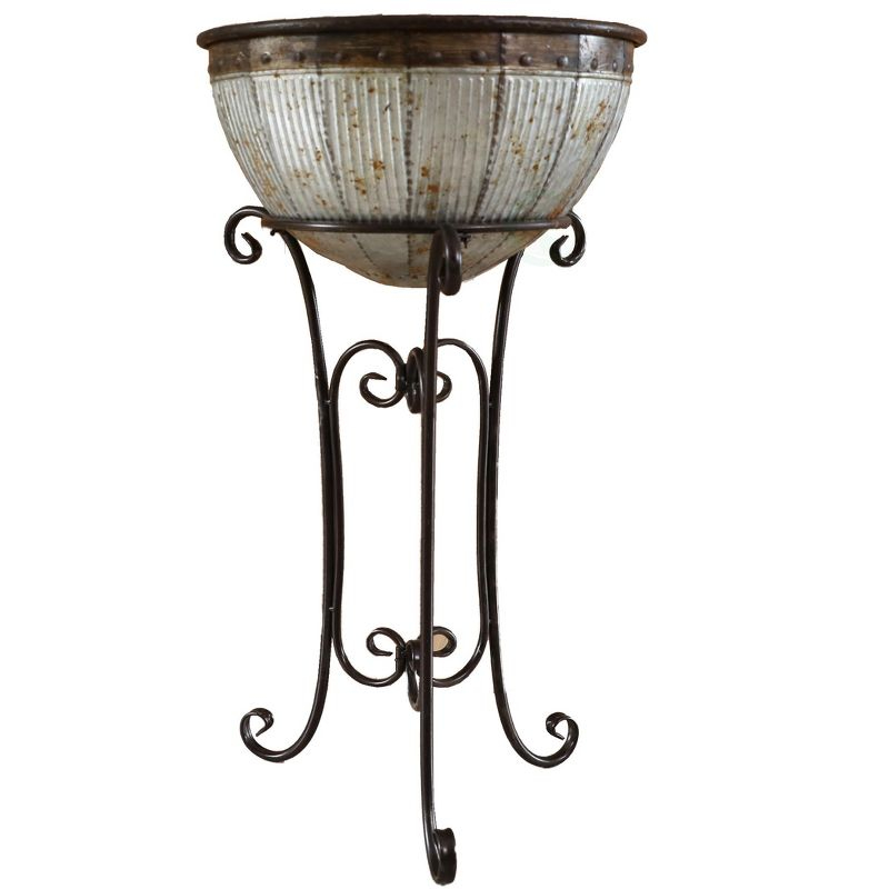 Vintiquewise Galvanized Metal Standing Beverage Cooler Tub with Liner