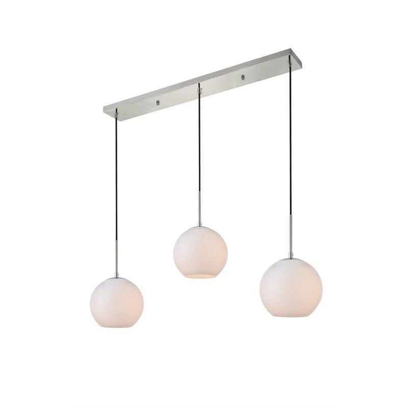 Elegant Lighting Baxter 3 Lights Chrome Pendant With Frosted White Glass