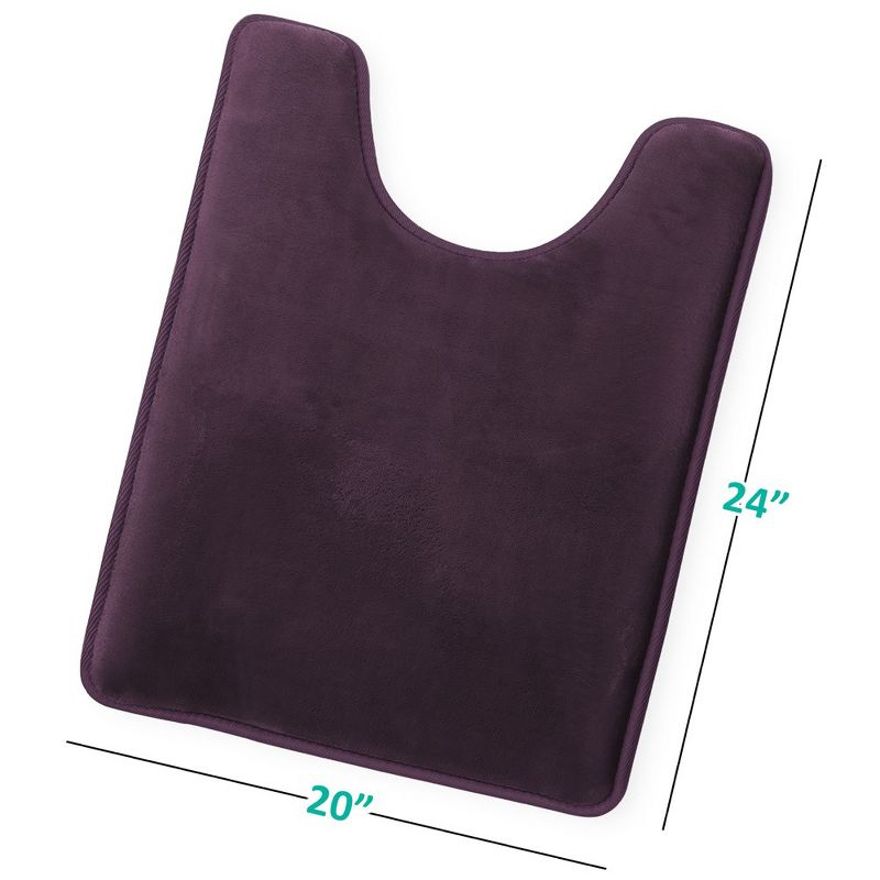 Hearth & Harbor Bathroom Rugs, Velvet Memory Foam Bath Mat - Ultra Soft Purple Contour Bath Rug, 20X24