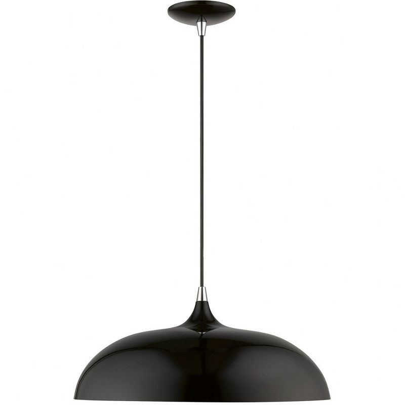 Livex Lighting Amador 1 - Light Pendant in  Shiny Black/Polished Chrome