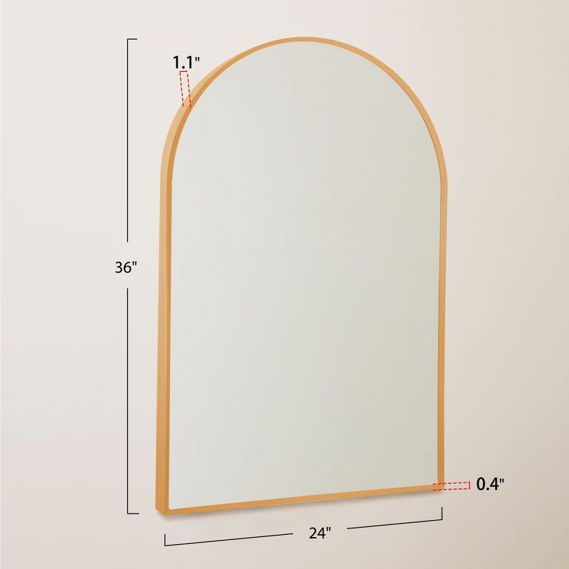 Dovelina Modern Metal Arched Wall Mirror Bathroom Vanity Mirror (Set of 2) - 24" x 36",Gold