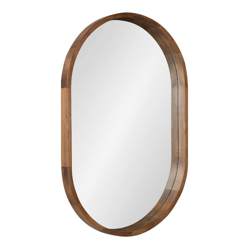 24" x 36" Hutton Wood Framed Capsule Wall Mirror Rustic Brown - Kate & Laurel All Things Decor