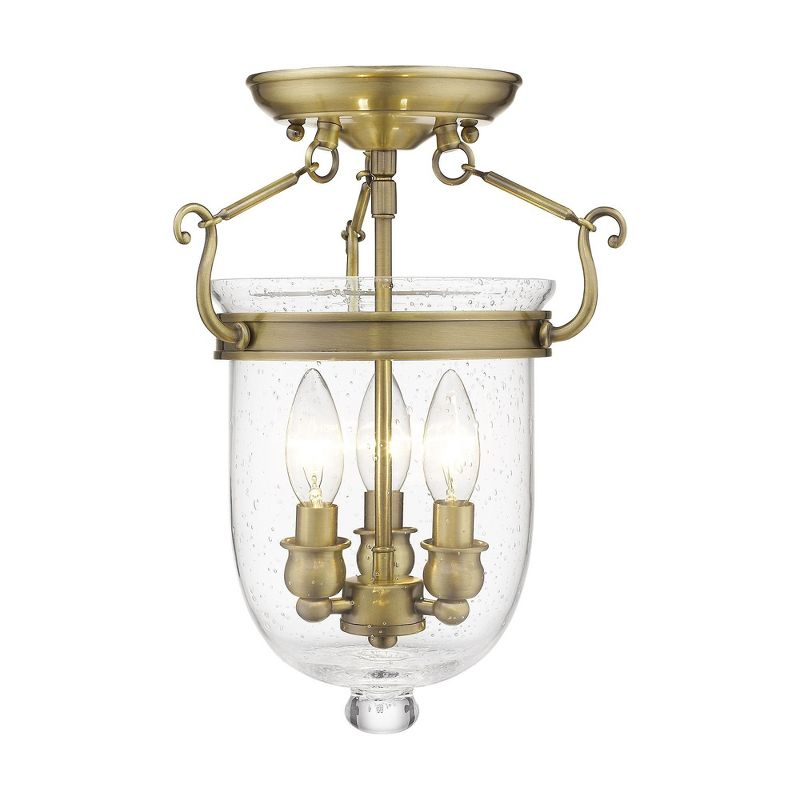 Livex Lighting Jefferson 3 - Light Flush Mount in  Antique Brass