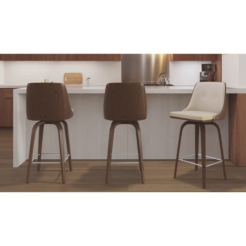 Gianna Mid Century Modern Walnut Dining Chair Wood/Gray - LumiSource: Button Tufted, Curved Frame