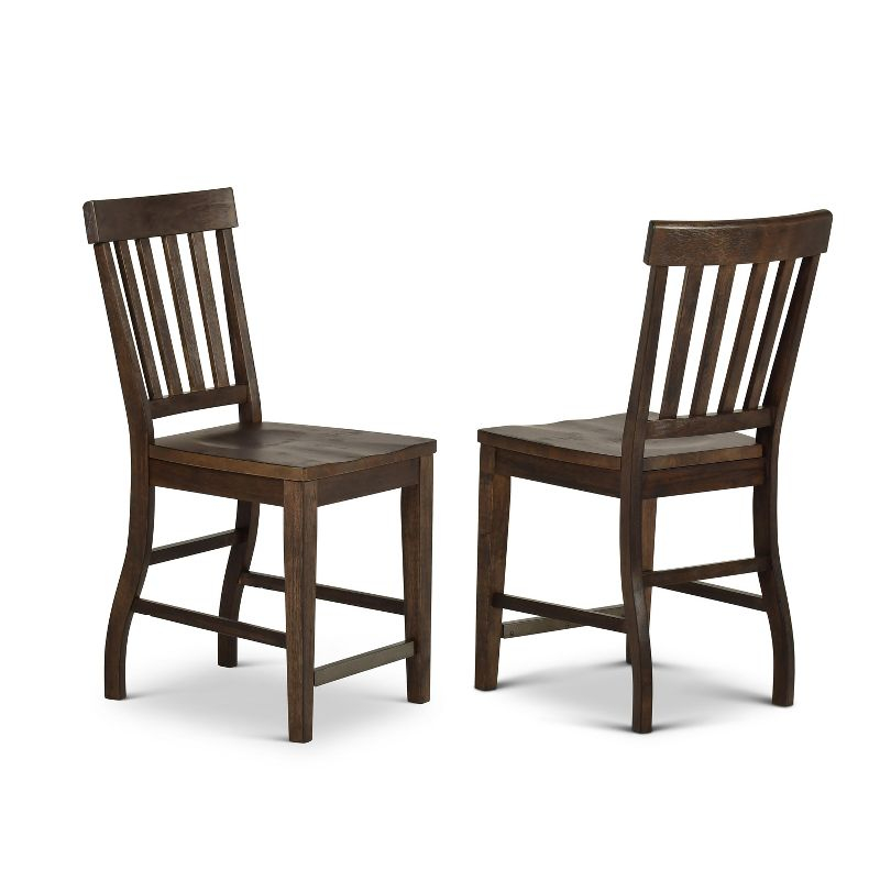 Steve Silver Set of 2 Cayla Counter Height Barstools Dark Oak: Wood Frame, Slat Back Design, CSA Certified