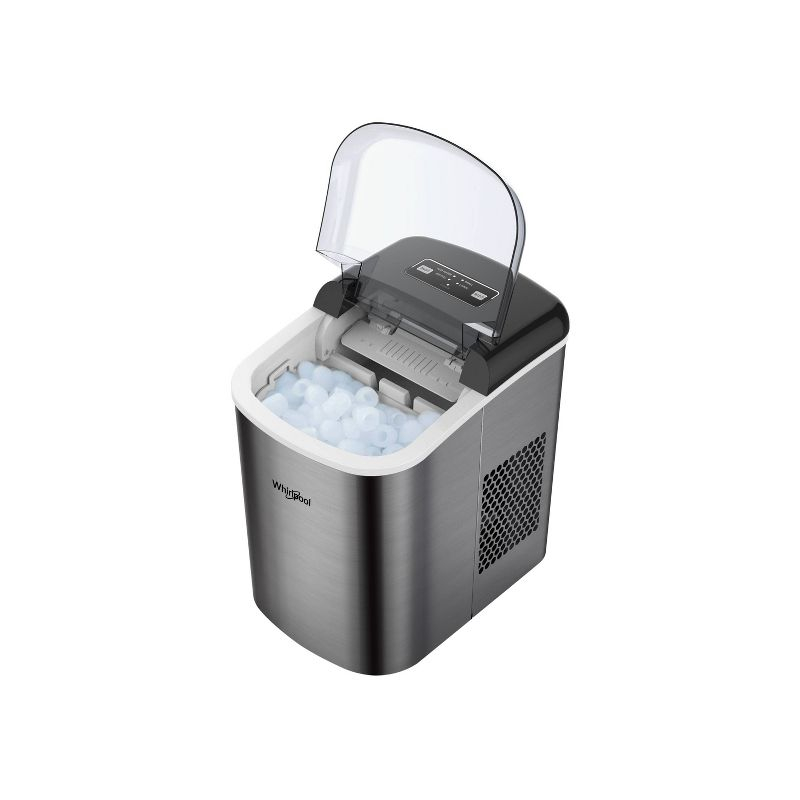 Whirlpool Ice Maker Stainless Steel: Countertop Ice Machine, Bullet Shape, 26 lbs Daily Production, 1.5 lbs Storage Capacity